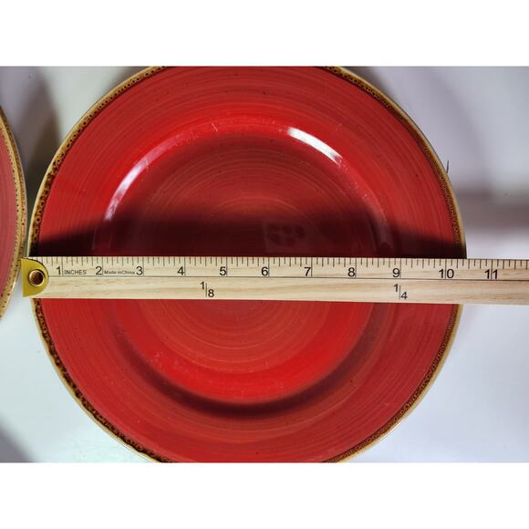 THOMSON POTTERY Red Brown Ceramic 10.5" Dinner Pates Set of 4 - Picture 4 of 7
